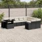 Preview: ARDEBO.de - 10-tlg. Garten-Sofagarnitur mit Kissen Schwarz Poly Rattan