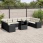 Preview: ARDEBO.de - 11-tlg. Garten-Sofagarnitur mit Kissen Schwarz Poly Rattan