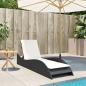 Preview: Sonnenliege mit Auflage Schwarz 60x205x73 cm Poly Rattan