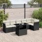 Preview: ARDEBO.de - 7-tlg. Garten-Sofagarnitur mit Kissen Schwarz Poly Rattan