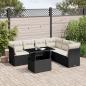 Preview: ARDEBO.de - 7-tlg. Garten-Sofagarnitur mit Kissen Schwarz Poly Rattan