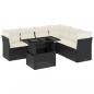 Preview: 7-tlg. Garten-Sofagarnitur mit Kissen Schwarz Poly Rattan