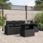 Preview: ARDEBO.de - 5-tlg. Garten-Sofagarnitur mit Kissen Schwarz Poly Rattan