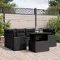 Preview: ARDEBO.de - 7-tlg. Garten-Sofagarnitur mit Kissen Schwarz Poly Rattan