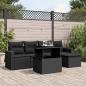 Preview: ARDEBO.de - 6-tlg. Garten-Sofagarnitur mit Kissen Schwarz Poly Rattan