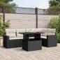 Preview: ARDEBO.de - 6-tlg. Garten-Sofagarnitur mit Kissen Schwarz Poly Rattan