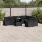 Preview: ARDEBO.de - 10-tlg. Garten-Sofagarnitur mit Kissen Schwarz Poly Rattan