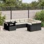 Preview: ARDEBO.de - 10-tlg. Garten-Sofagarnitur mit Kissen Schwarz Poly Rattan