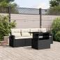 Preview: ARDEBO.de - 5-tlg. Garten-Sofagarnitur mit Kissen Schwarz Poly Rattan