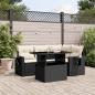 Preview: ARDEBO.de - 5-tlg. Garten-Sofagarnitur mit Kissen Schwarz Poly Rattan