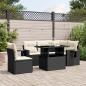 Preview: ARDEBO.de - 6-tlg. Garten-Sofagarnitur mit Kissen Schwarz Poly Rattan