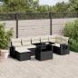 Preview: ARDEBO.de - 8-tlg. Garten-Sofagarnitur mit Kissen Schwarz Poly Rattan