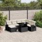 Preview: ARDEBO.de - 9-tlg. Garten-Sofagarnitur mit Kissen Schwarz Poly Rattan