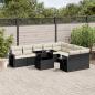 Preview: ARDEBO.de - 10-tlg. Garten-Sofagarnitur mit Kissen Schwarz Poly Rattan