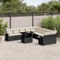 Preview: ARDEBO.de - 11-tlg. Garten-Sofagarnitur mit Kissen Schwarz Poly Rattan