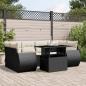 Preview: ARDEBO.de - 7-tlg. Garten-Sofagarnitur mit Kissen Schwarz Poly Rattan