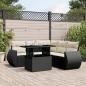 Preview: ARDEBO.de - 6-tlg. Garten-Sofagarnitur mit Kissen Schwarz Poly Rattan