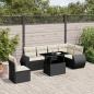 Preview: ARDEBO.de - 7-tlg. Garten-Sofagarnitur mit Kissen Schwarz Poly Rattan