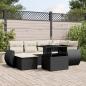 Preview: ARDEBO.de - 7-tlg. Garten-Sofagarnitur mit Kissen Schwarz Poly Rattan