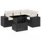 Preview: 5-tlg. Garten-Sofagarnitur mit Kissen Schwarz Poly Rattan