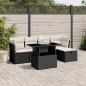 Preview: ARDEBO.de - 6-tlg. Garten-Sofagarnitur mit Kissen Schwarz Poly Rattan