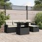 Preview: ARDEBO.de - 6-tlg. Garten-Sofagarnitur mit Kissen Schwarz Poly Rattan