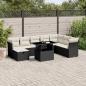 Preview: ARDEBO.de - 9-tlg. Garten-Sofagarnitur mit Kissen Schwarz Poly Rattan