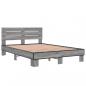 Preview: ARDEBO.de - Bettgestell Grau Sonoma 140x200 cm Holzwerkstoff und Metall