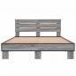 Preview: Bettgestell Grau Sonoma 135x190 cm Holzwerkstoff und Metall