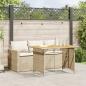 Preview: ARDEBO.de - 2-tlg. Garten-Essgruppe mit Kissen Beige Poly Rattan