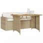 Preview: 2-tlg. Garten-Essgruppe mit Kissen Beige Poly Rattan