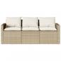 Preview: 2-tlg. Garten-Essgruppe mit Kissen Beige Poly Rattan