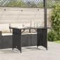 Preview: Gartentisch mit Glasplatte Schwarz 110x68x70 cm Poly Rattan