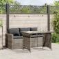 Preview: ARDEBO.de - 2-tlg. Garten-Essgruppe mit Kissen Grau Poly Rattan