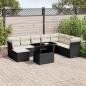 Preview: ARDEBO.de - 9-tlg. Garten-Sofagarnitur mit Kissen Schwarz Poly Rattan