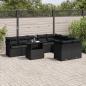 Preview: ARDEBO.de - 10-tlg. Garten-Sofagarnitur mit Kissen Schwarz Poly Rattan