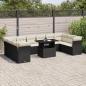 Preview: ARDEBO.de - 11-tlg. Garten-Sofagarnitur mit Kissen Schwarz Poly Rattan