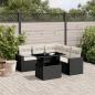 Preview: ARDEBO.de - 6-tlg. Garten-Sofagarnitur mit Kissen Schwarz Poly Rattan