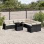 Preview: ARDEBO.de - 11-tlg. Garten-Sofagarnitur mit Kissen Schwarz Poly Rattan