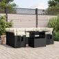 Preview: ARDEBO.de - 7-tlg. Garten-Sofagarnitur mit Kissen Schwarz Poly Rattan