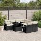 Preview: ARDEBO.de - 9-tlg. Garten-Sofagarnitur mit Kissen Schwarz Poly Rattan