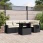 Preview: ARDEBO.de - 6-tlg. Garten-Sofagarnitur mit Kissen Schwarz Poly Rattan