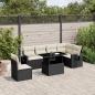 Preview: ARDEBO.de - 7-tlg. Garten-Sofagarnitur mit Kissen Schwarz Poly Rattan