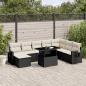 Preview: ARDEBO.de - 8-tlg. Garten-Sofagarnitur mit Kissen Schwarz Poly Rattan