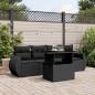 Preview: ARDEBO.de - 5-tlg. Garten-Sofagarnitur mit Kissen Schwarz Poly Rattan