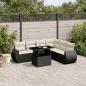 Preview: ARDEBO.de - 7-tlg. Garten-Sofagarnitur mit Kissen Schwarz Poly Rattan