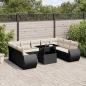 Preview: ARDEBO.de - 10-tlg. Garten-Sofagarnitur mit Kissen Schwarz Poly Rattan