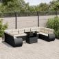 Preview: ARDEBO.de - 11-tlg. Garten-Sofagarnitur mit Kissen Schwarz Poly Rattan