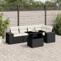 Preview: ARDEBO.de - 6-tlg. Garten-Sofagarnitur mit Kissen Schwarz Poly Rattan