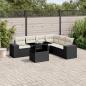 Preview: ARDEBO.de - 7-tlg. Garten-Sofagarnitur mit Kissen Schwarz Poly Rattan